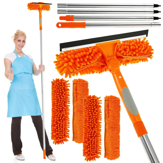 Cleaning Squeegee Window Shower Screen Brush Long Handle Sponge Car Window Squeegee for Gas Station, Glass,Shower - Confia - reusablefoodstoragebags confia