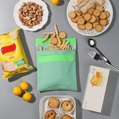 Reusable Sandwich Storage Bag TPU Lining Velcro Snack Bags for Kids Washable Waterproof Food-Safe Reusable Snacks Bags Confia