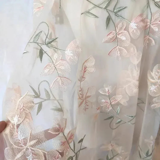 Factory direct mesh lace four-leaf clover embroidery fabric new retro girl fashion embroidery fabric - Confia