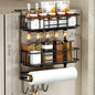 Magnetic Fridge Spice Rack, Space Saving Organizer Black Shelf on Refrigerator, Kitchen Paper Towel Holder, Foldable Design - Confia - reusablefoodstoragebags confia