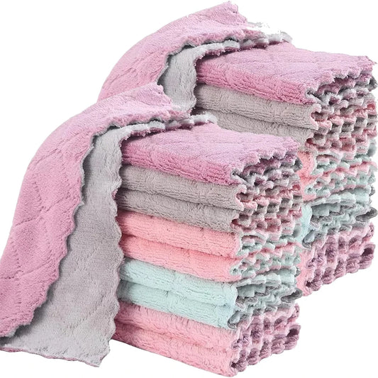 Household Kitchen Cleaning Towels/Dishwashing Cloths Cleaning Cloth, Microfiber Dishcloth, Dish Washing Towels, Quick Dry Thicken Towel Rag Wipe for Kitchen & Bathroom (5 or 10 pieces)