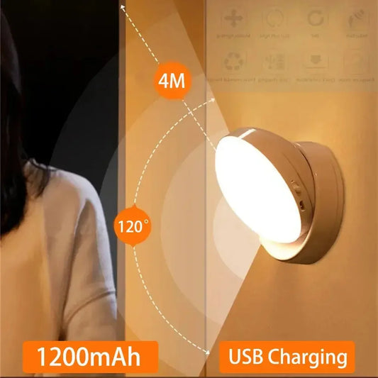 Motion Sensor Night Light for Home with USB Charging Battery Rechargeable Wireless Magnetic Self Adhesive LED Lamp for Wardrobe, Cabinet, Cupboard, Kitchen, Bedroom, Stairs - Confia