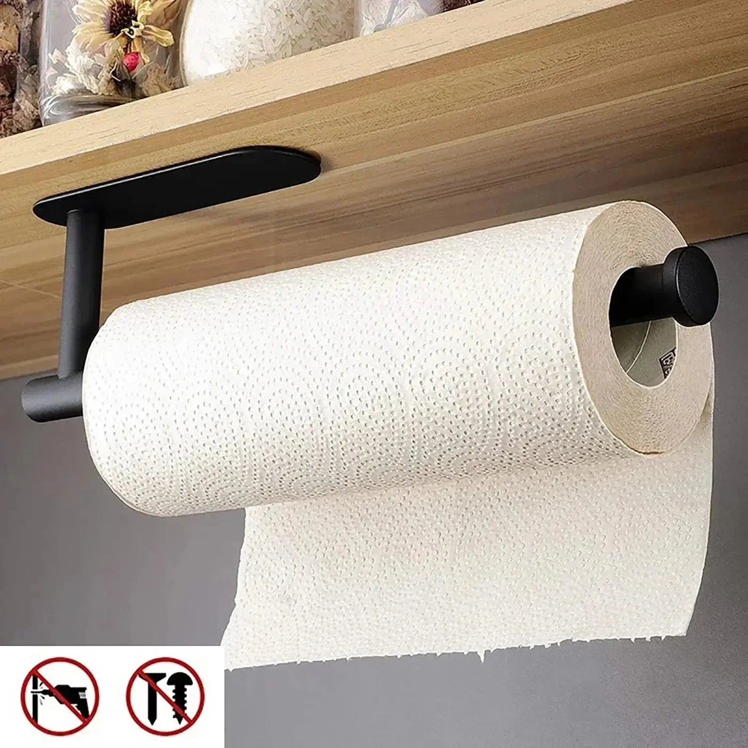 Kitchen Paper Towel Holder Adhesive Tissue Hanger Toilet Roll Paper Dispenser Multifunctional Paper Napkin Holder - Confia - reusablefoodstoragebags confia