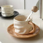 230ml Ceramics Coffee Cups and Saucers Creative Pleated Design Ceramics Mug Afternoon Tea Cup Breakfast Milk Couple Water Cup - Confia