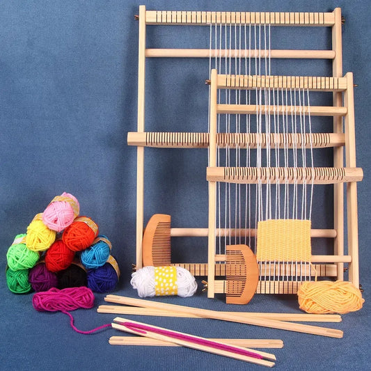Large Wooden Weaving Loom Kit Frame Loom Learn To Weave Earthy Beginner Tapestry Kit Wall Decor With Loom and Tools - Confia