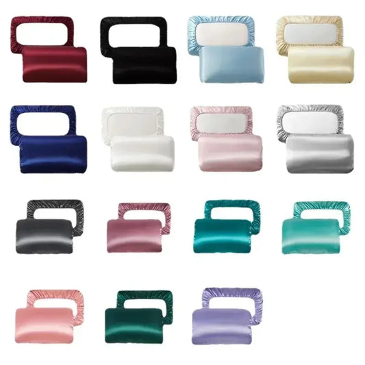 2pc Elastic band Pillow case 100% Satin pillowcase solid color pillow Good for Prevent Hair Knots & Bead head - Confia - reusablefoodstoragebags confia