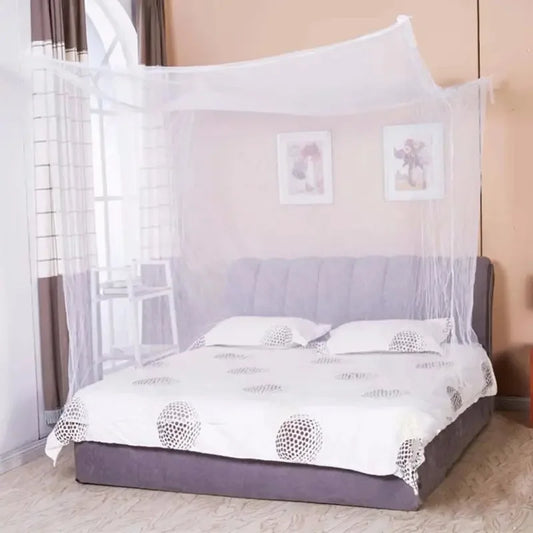 Mosquito Net Canopy White Four Corner Post Portable Square Prevent Insect Control Mosquito Net Bedroom Sleeping Mosquito Net - Confia - reusablefoodstoragebags confia