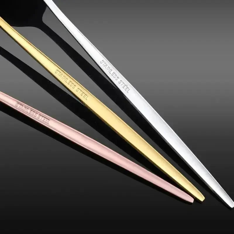 4Pcs Golden Cutlery Set Stainless Steel Knife Fork Spoon Tableware Flatware Set Festival Kitchen Dinnerware Gift - Confia