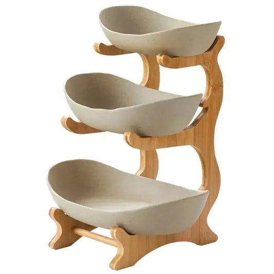 Ceramic Living Room Home Three-layer Fruit Plate Candy Dish Creative Modern Dried Basket Snack Snack Trinket Dish - Confia