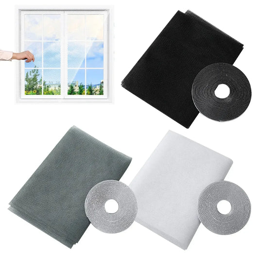 Anti Fly Mosquito Net DIY Self-Adhesive Fly Mosquito Window Net Easy Install Polyester Mesh Insect Screen for Windows & Doors, Strong Adhesive Velcro, Washable & Reusable Bug Screen - Confia - reusablefoodstoragebags confia