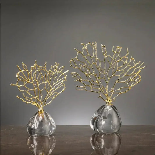Creations Artificial Coral Decor Statue Home Decoration Desk Bookshelf Metal Sculpture Style B|Home Decor|Figurines - Confia