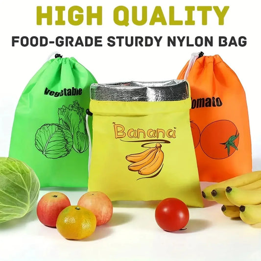 2/3 reusable fabric food storage bags - leak proof, breathable, drawstring design, can keep vegetables fresh for two weeks Confia