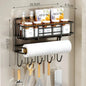 Magnetic Fridge Spice Rack, Space Saving Organizer Black Shelf on Refrigerator, Kitchen Paper Towel Holder, Foldable Design - Confia - reusablefoodstoragebags confia