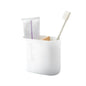 Bathroom Wash Accessories Bamboo Wood Set Ribbed Design with Bamboo Accents, Includes Soap Dispenser, Toothbrush Holder, Tumbler & Soap Dish (White) - Confia - reusablefoodstoragebags confia