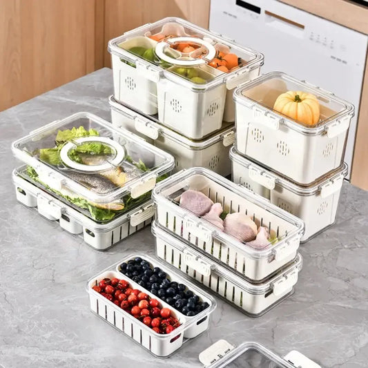 Refrigerator Storage Container with Lid - Multifunctional Serving Veggie Tray - Confia - reusablefoodstoragebags confia