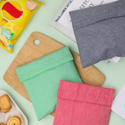 Reusable Sandwich Storage Bag TPU Lining Velcro Snack Bags for Kids Washable Waterproof Food-Safe Reusable Snacks Bags Confia