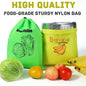 2/3 reusable fabric food storage bags - leak proof, breathable, drawstring design, can keep vegetables fresh for two weeks Confia