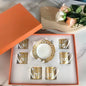 12Pcs Gift Box Set Striped Dot Ceramic Espresso Coffee Cup Tea Milk Drinking Cups with Handle Mug for Office Dishwasher & Microwave Safe | Daily Use & Gifting Items - Confia