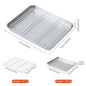 Stainless Steel Baking Pan Tray With Wire Rack Cake Baking BBQ Pan Tray Plate Oven Brownie Rack Cooking Roasting Grilling Tool - Confia