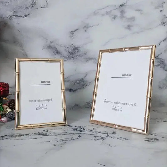 Golden Metal Photo Frame Stand Photo Frame Desktop Pendulum Decorative Frame Wall Decoration room photo decoration frame - Confia