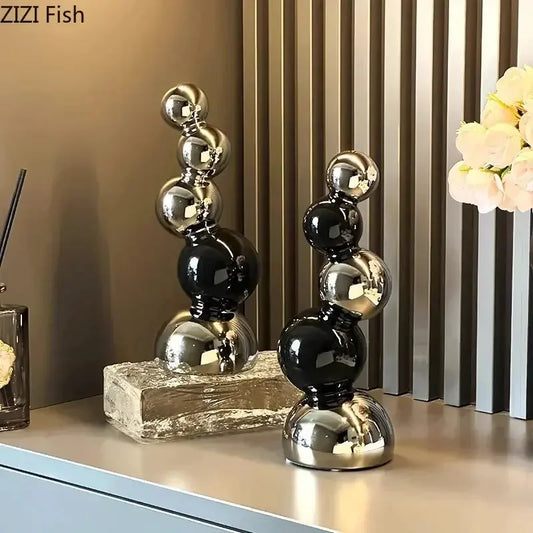 Creative Spherical Geometry Sculpture Ornaments Desk Decoration Modern Crafts Abstract Ceramic Statue Room Aesthetics Decor - Confia
