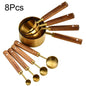 1/4/8pcs Stainless Steel Measuring Spoons With Scale Wooden Handle Household Kitchen Dining Bar Baking Tools Measuring Cups - Confia