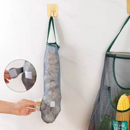 Reusable Storage Bags Kitchen Hanging Mesh Bag Home Fruit And Vegetable Storage Net Bag For Ginger Garlic Potatoes Onions Confia