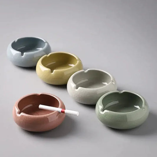 Ceramic Ashtray Handmade Ice Crack Decorative Modern Hotel Ash Tray Living Room Desktop Simple Ashtrays Home Decoration - Confia