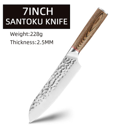 Kitchen Chef Knives Hand Forged Hammer Fruit Vegetable Meat Butcher Cleaver Professional Sharp Slicing Boning Knife with Holder