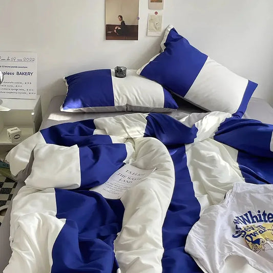 Bed Linen Bed Sheets Set Stripes Dots Duvet Cover Set - Confia - reusablefoodstoragebags confia