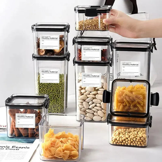 Transparent Food Storage Containers Kitchen Storage Airtight Cans Plastic Storage Boxes - Confia - reusablefoodstoragebags confia