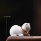 Ceramics Abstract Kawaii Cute Cat Kitten with Bell Tea Table Pet Desk Ornaments Animal Miniature Figurines Sculpture Home Decor - Confia