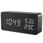 Alarm Clock LED Wooden Watch Table Voice Control Digital Wood Despertador USB/AAA Powered Electronic Desktop Clocks - Confia