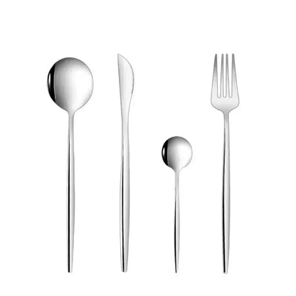 4Pcs Golden Cutlery Set Stainless Steel Knife Fork Spoon Tableware Flatware Set Festival Kitchen Dinnerware Gift - Confia